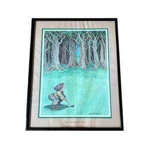 Gary Patterson Print “Shot Through The Trees” Framed Cartoon - Vintage 1983